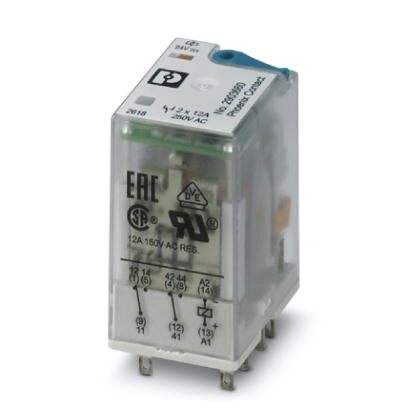 Plug-in industrial relay with power contacts